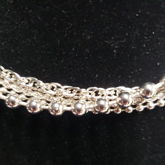 Paul Harris Vintage Silver Tone Necklace, 5 layer chain, 16" collar, with Tag - Picture 2 of 12